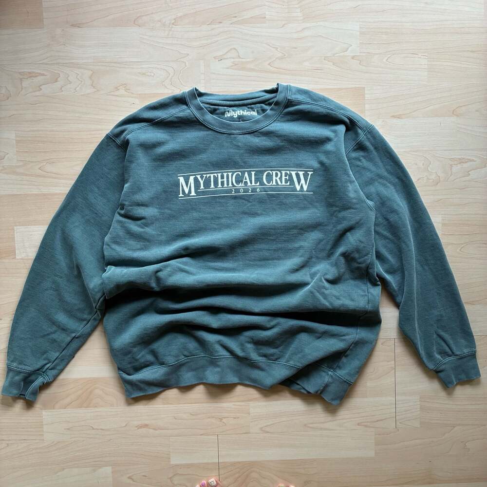 Good Mythical Morning Crew 2026 Pigment Forest Cozy Green Dyed Sweatshirt L